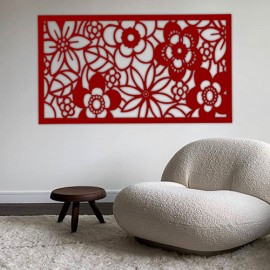 Quadro Decorativo Flores Vazadas 100 cm x56 cm - MDF 6mm Corte Laser 