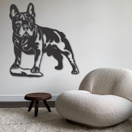 Decoração Parede Cachorro Buldogue Francês 50 cm x 53 cm - MDF 3mm Corte Laser